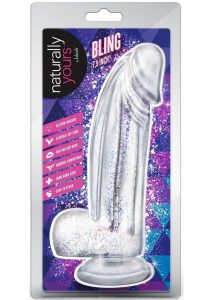 Naturally Yours Bling Dildo with Balls 7.5in - Sparkling Clear