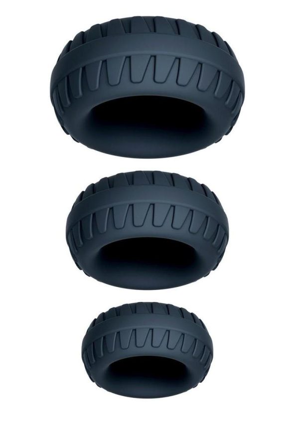 Performance Plus Drift Silicone Cock Rings (3 Piece Set) - Black - Image 4