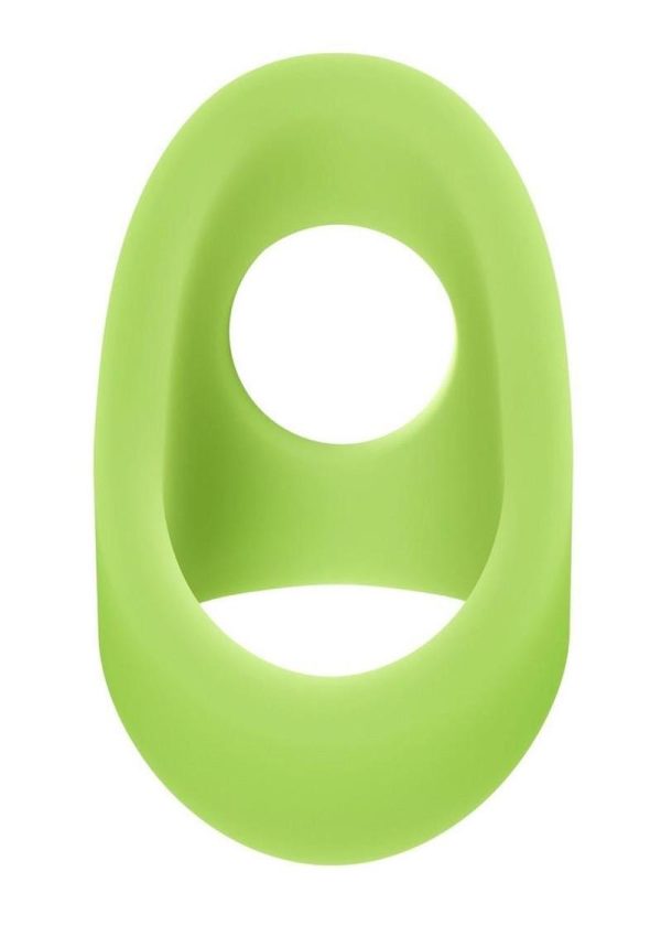 Performance Plus Flare Silicone Cock Sling Set (2 Piece) - Black/Glow in the Dark Green - Image 3