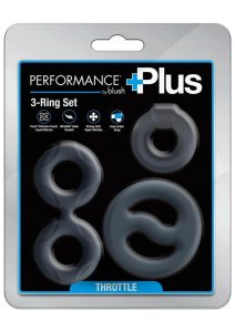 Performance Plus Throttle Silicone Cock Ring Set (3 Piece) - Black