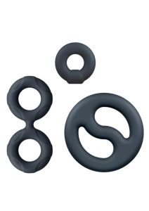 Performance Plus Throttle Silicone Cock Ring Set (3 Piece) - Black