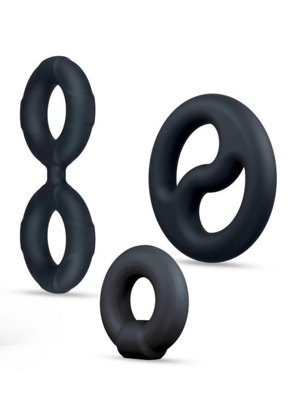 Performance Plus Throttle Silicone Cock Ring Set (3 Piece) - Black - Image 4