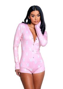 Playboy Slumber Bunny Romper - Small/Medium - Pink/White