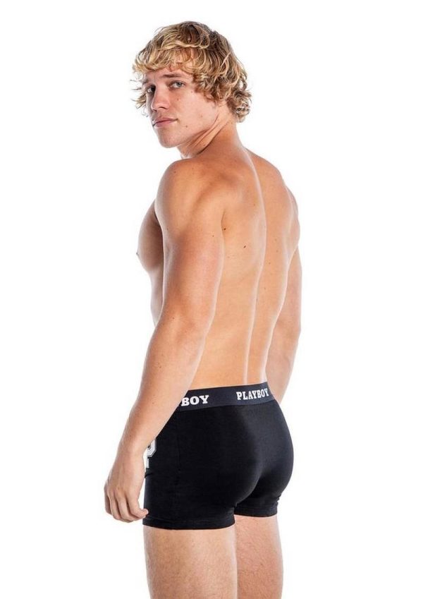 Playboy Mens Varsity Boxer Briefs - Black/White - XLarge - Image 3