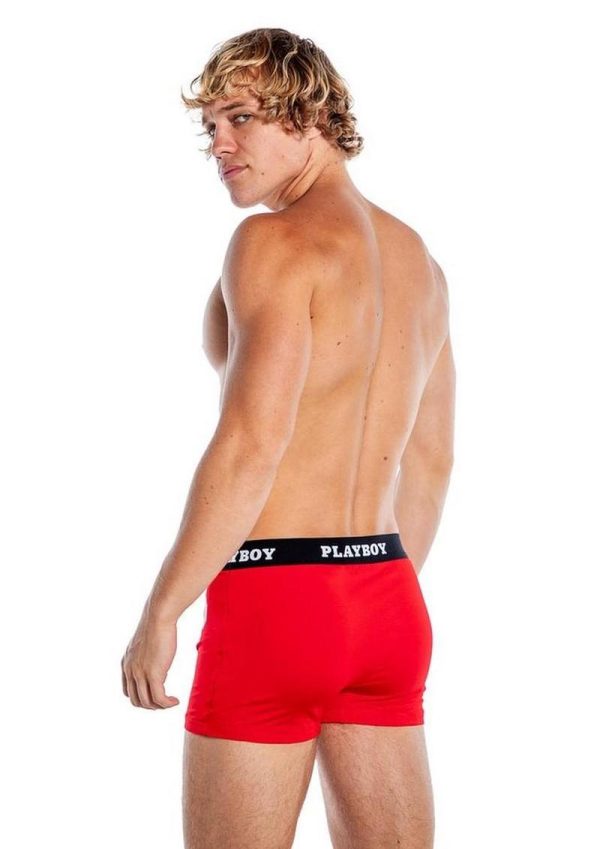 Playboy Mens Varsity Boxer Briefs - Red/White - Large - Image 3