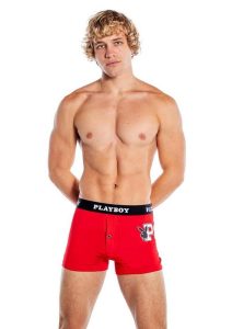 Playboy Mens Varsity Boxer Briefs - Red/White - XLarge