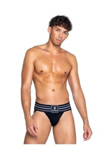 Playboy Mens Locker Room Classic Jock - Medium - Black