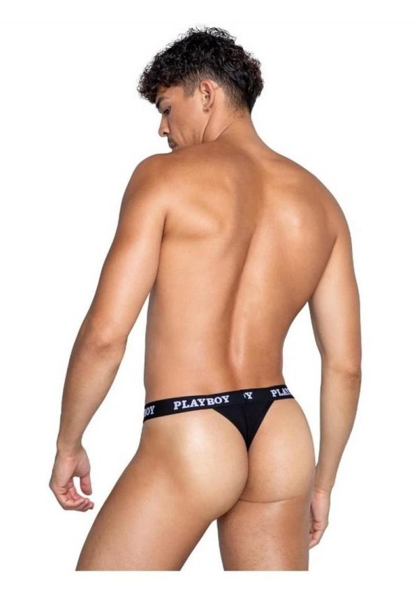 Playboys Mens Modal Gym Thong - Medium - Black/White
