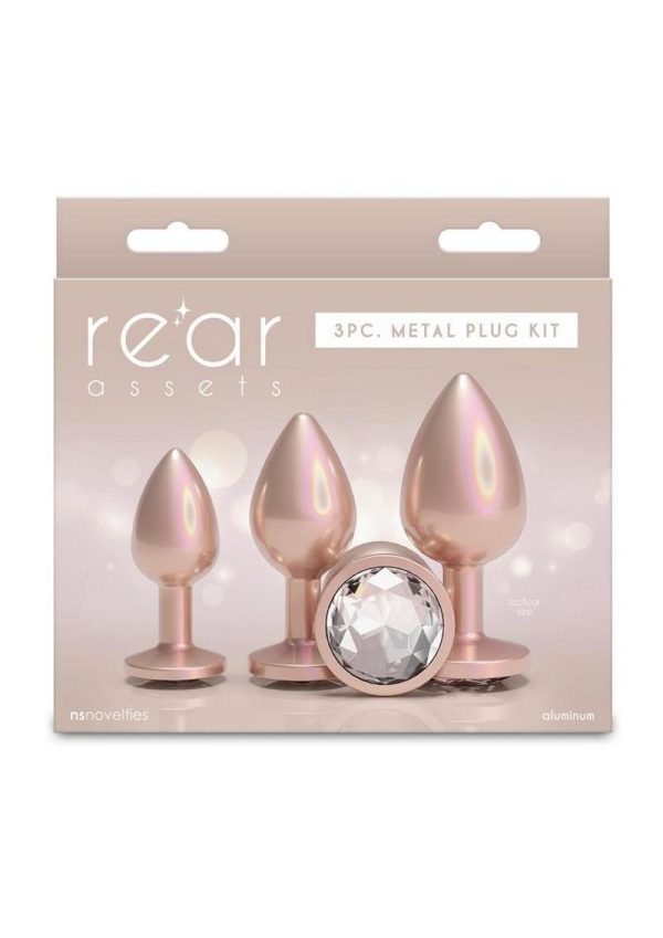 Rear Assets Tapered Trainer Chrome Plated Anal Plugs Kit (3pc Set) - Tan