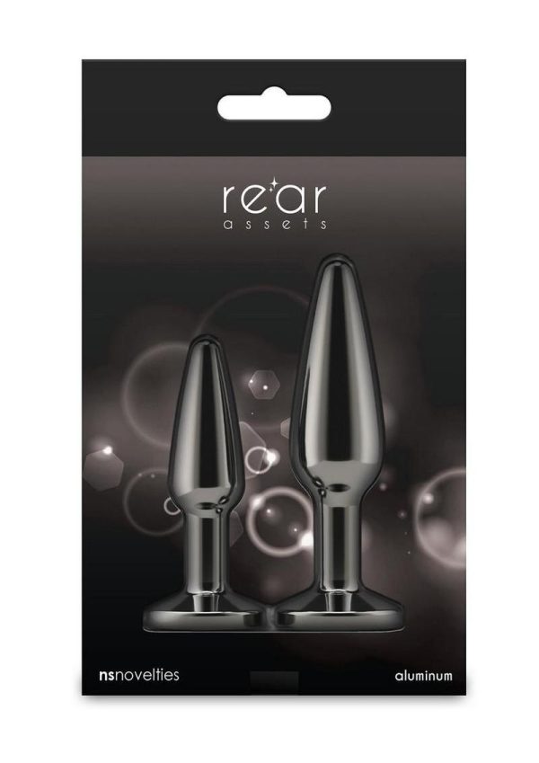 Rear Assets Tapered Trainer Chrome Plated Anal Plugs Kit (3pc Set) - Gray - Image 4