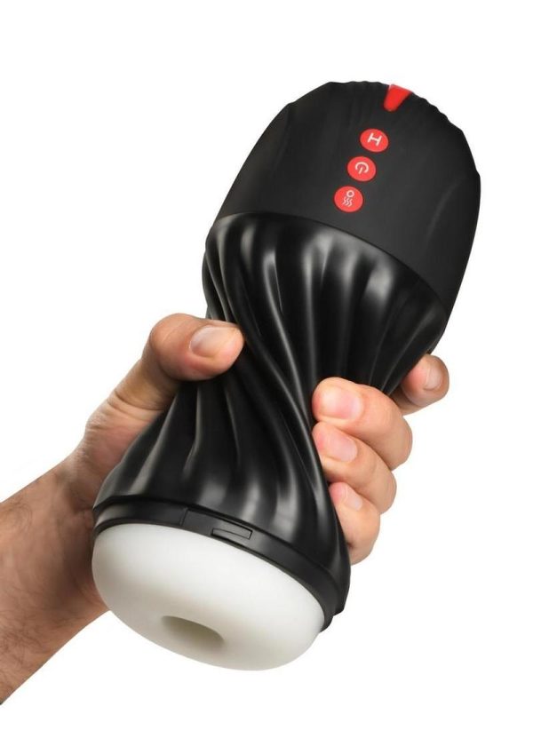 JOCK Sucking and Vibrating Rechargeable Masturbator 9.2in - General Orifice - Black/Red/White - Image 4