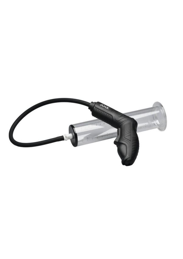 Jock Power Pumper Automatic Penis Pump with Cylinder - Black/Clear - Image 3