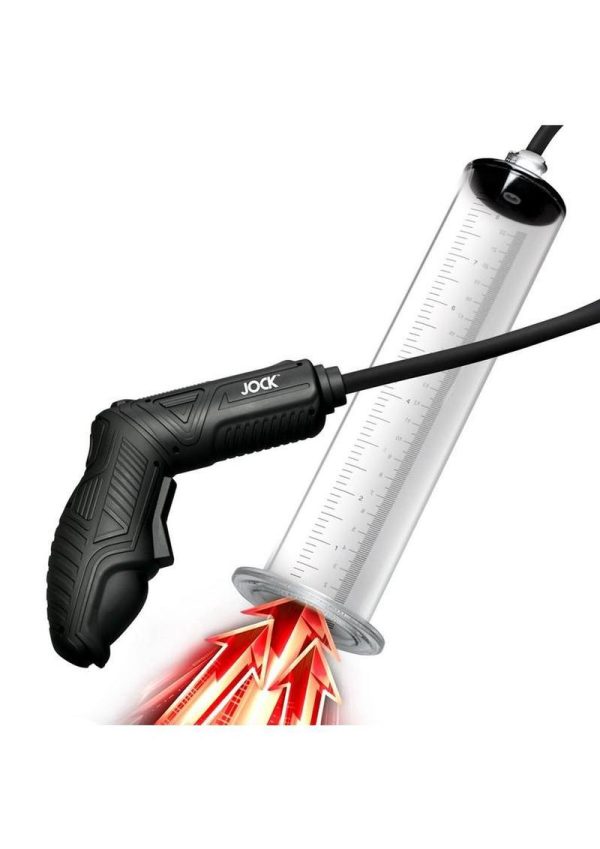 Jock Power Pumper Automatic Penis Pump with Cylinder - Black/Clear - Image 4