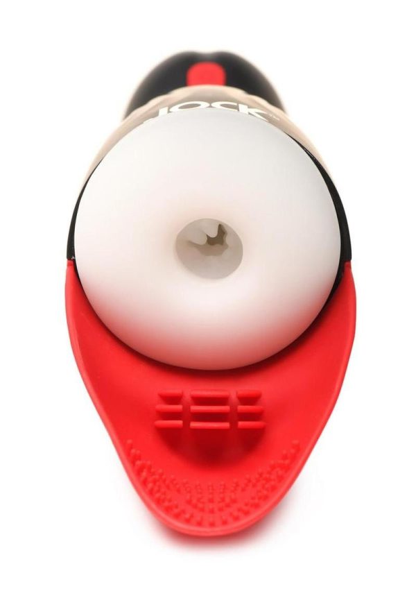 JOCK Sucking and Vibrating Rechargeable Masturbator - General Orifice - Black/Red/White - Image 3