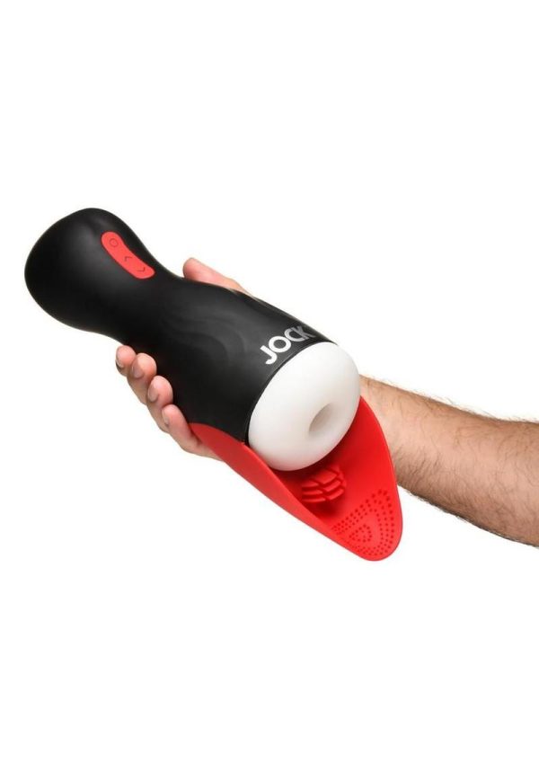 JOCK Sucking and Vibrating Rechargeable Masturbator - General Orifice - Black/Red/White - Image 4