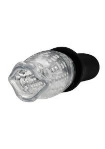 and Vibrating Rechargeable Masturbator - Mouth - Clear/Black