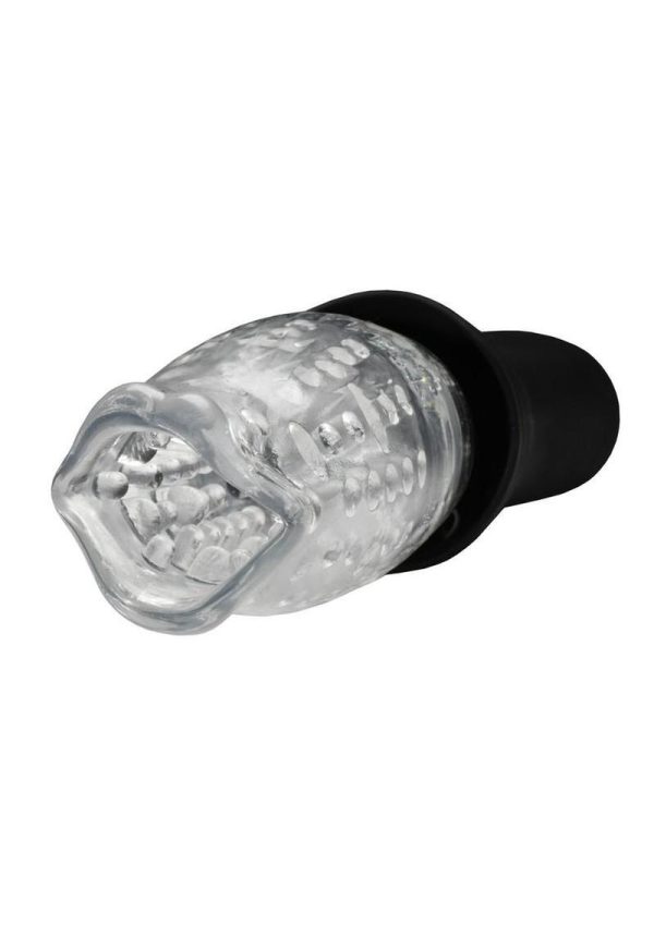 and Vibrating Rechargeable Masturbator - Mouth - Clear/Black
