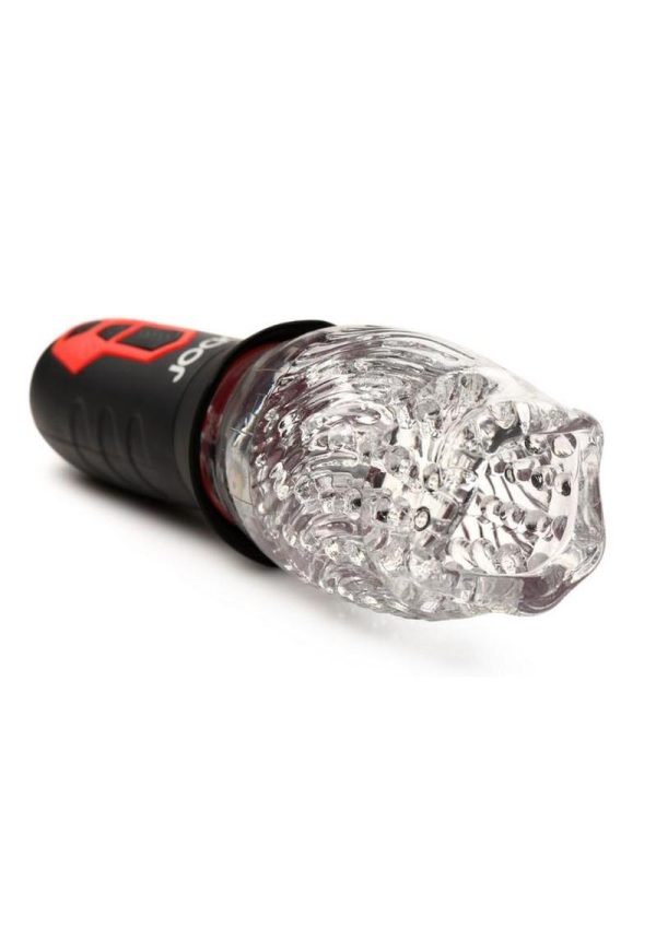 JOCK Spinning and Vibrating Rechargeable Masturbator - Mouth - Black/Clear - Image 3