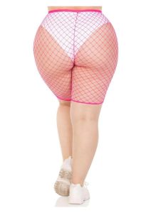 Leg Avenue Plus Size Industrial Net Biker Shorts - 1X-2X - Pink