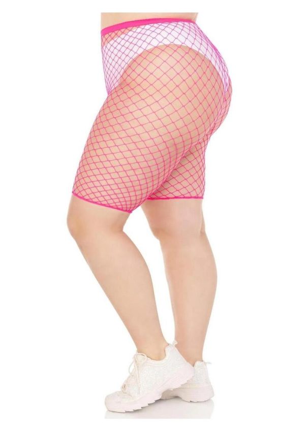 Leg Avenue Plus Size Industrial Net Biker Shorts - 1X-2X - Pink - Image 3