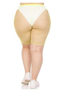 Leg Avenue Plus Size Industrial Net Biker Shorts - 1X-2X - Yellow