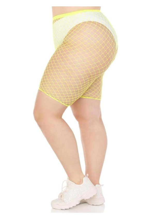 Leg Avenue Plus Size Industrial Net Biker Shorts - 1X-2X - Yellow - Image 3