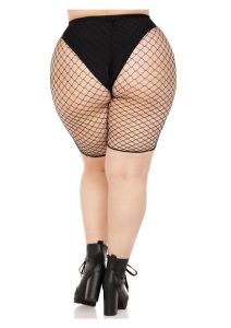 Leg Avenue Plus Size Industrial Net Biker Shorts - 1X-2X - Black