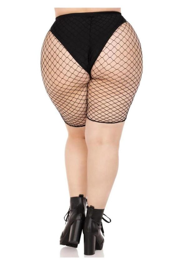 Leg Avenue Plus Size Industrial Net Biker Shorts - 1X-2X - Black