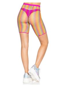 Leg Avenue Ombre Rainbow Woven Net Biker Shorts - OS - Multicolor