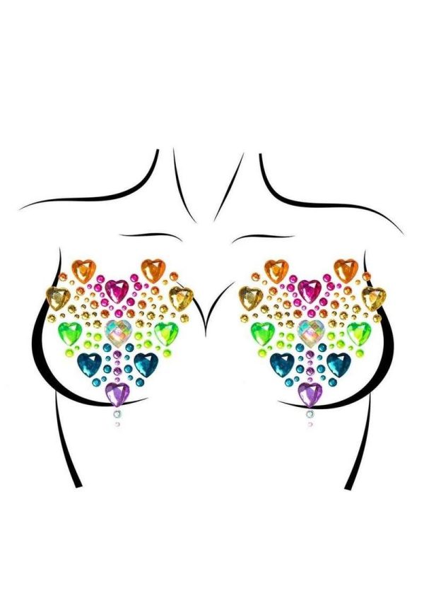 Leg Avenue Prism Nipple Jewels Stickers and Body Glitter (2 Packets) - Multicolor