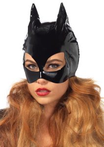 Vinyl Cat Woman Mask - Black - O/S