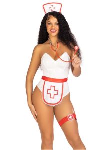 Leg Avenue Nurse Costume (5 Piece) - White/Red