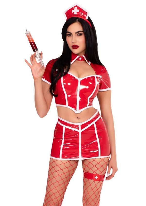 Leg Avenue Red Alert Nurse Costume (4 Piece) - Red - Medium - Image 3