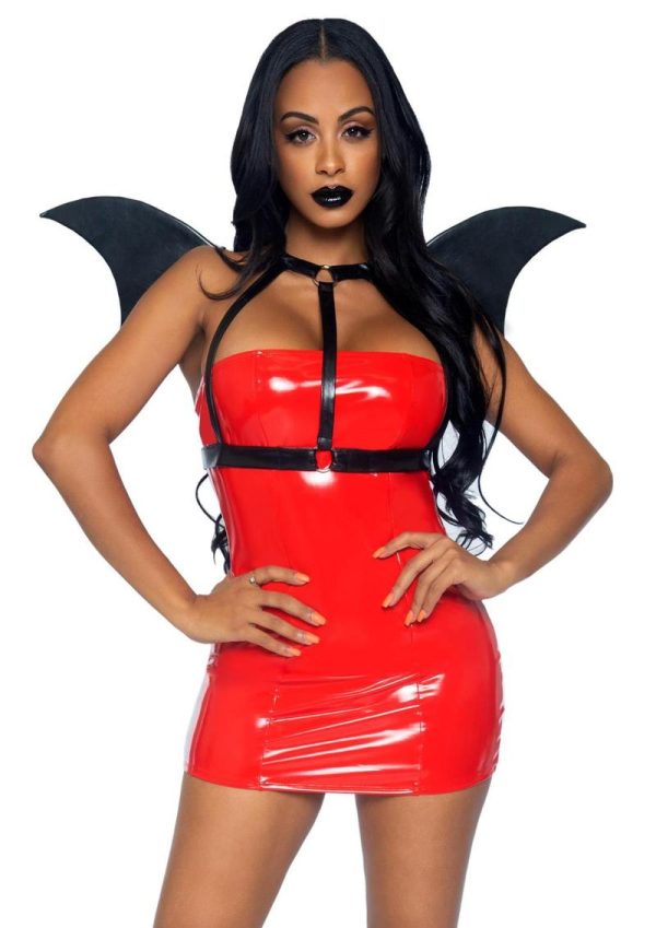 Leg Avenue Bat Wing Body Harness Faux Leather - O/S - Black