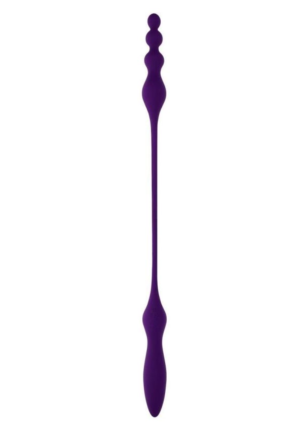 Playboy This and That Rechargeable Silicone Dual End Anal Plug and Vibrator - Purple - Image 3