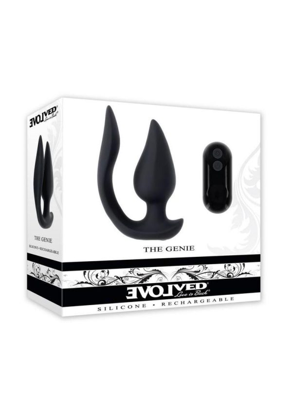 The Genie Rechargeable Silicone Multi-play Vibrator with Remote - Black