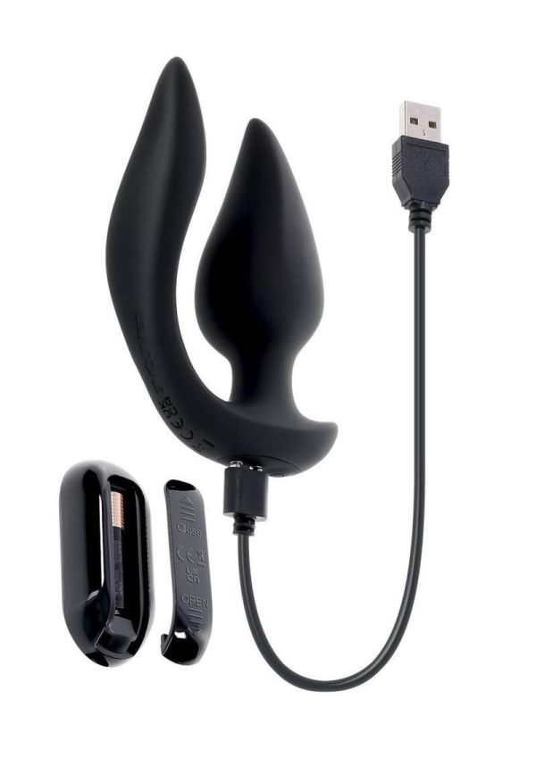 The Genie Rechargeable Silicone Multi-play Vibrator with Remote - Black - Image 4