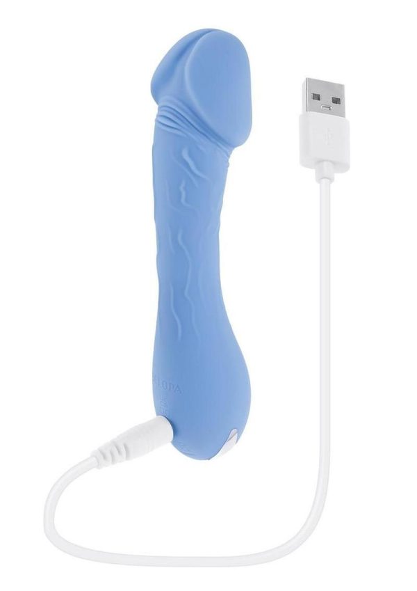 Selopa Dainty Dick Rechargeable Silicone Vibrating Dildo - Blue - Image 4