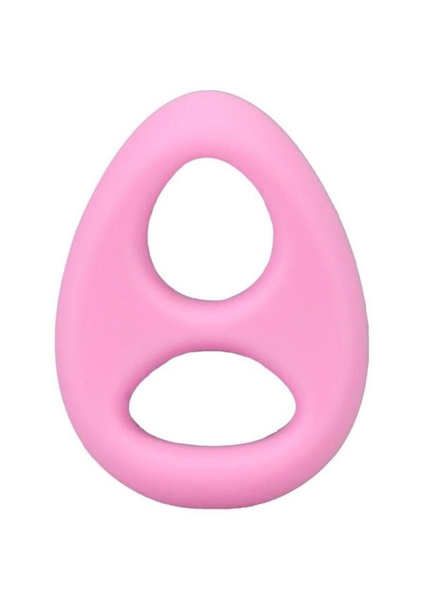 Rock Solid The Code Silicone Cock Ring with Bandana - Pink/White - Image 3