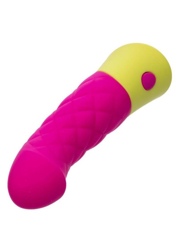 Rave Quilted G Rechargeable Silicone Vibrator - Pink/Yellow - Image 3