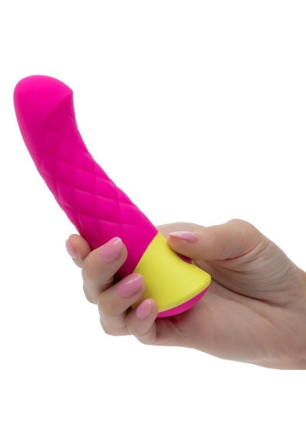 Rave Quilted G Rechargeable Silicone Vibrator - Pink/Yellow - Image 4