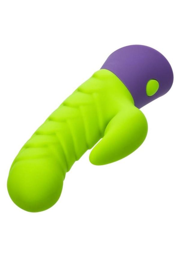 Rave Dragon G Rechargeable Silicone Dual Vibrator - Green/Purple - Image 3