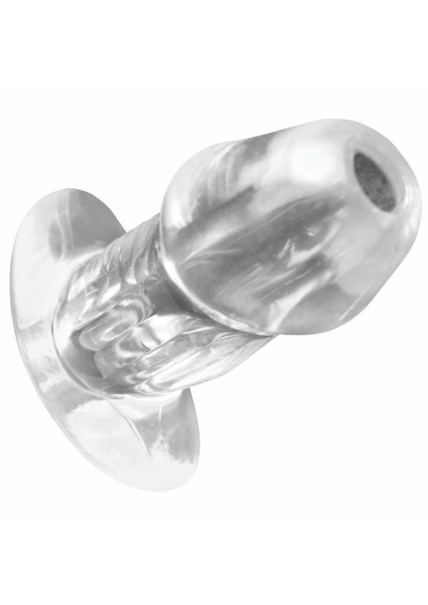 Master Series Dicked Hollow Anal Plug - Medium - Clear - Image 3