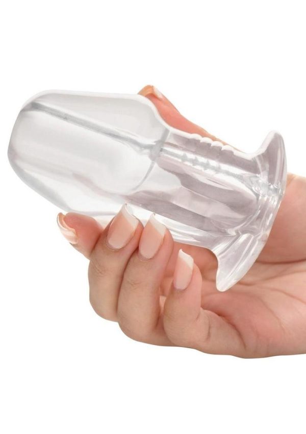 Master Series Dicked Hollow Anal Plug - Medium - Clear - Image 4