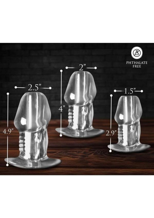 Master Series Dicked Hollow Anal Plug Set (3 Piece) - Clear - Image 4