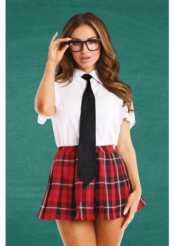 Teacher`s Pet Private School Sweetheart Costume (4 Piece) - O/S - Red/White - Image 3