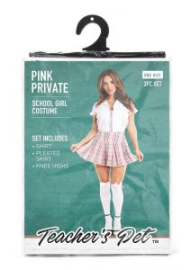 Teacher`s Pet Private Schoolgirl Costume (3 Piece) - O/S - Pink/White