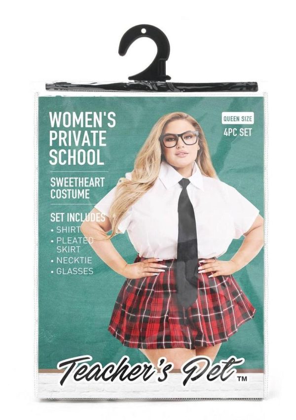 Teacher`s Pet Private School Sweetheart Costume (4 Piece) - Queen - Red/White