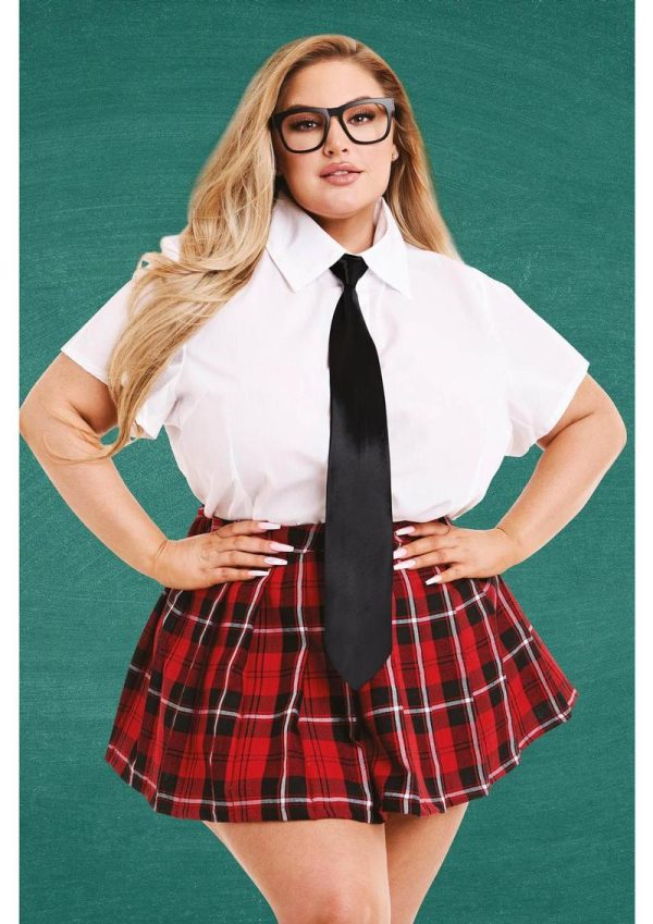 Teacher`s Pet Private School Sweetheart Costume (4 Piece) - Queen - Red/White - Image 3