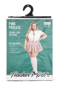 Teacher`s Pet Private Schoolgirl Costume (3 Piece) - Queen - Pink/White